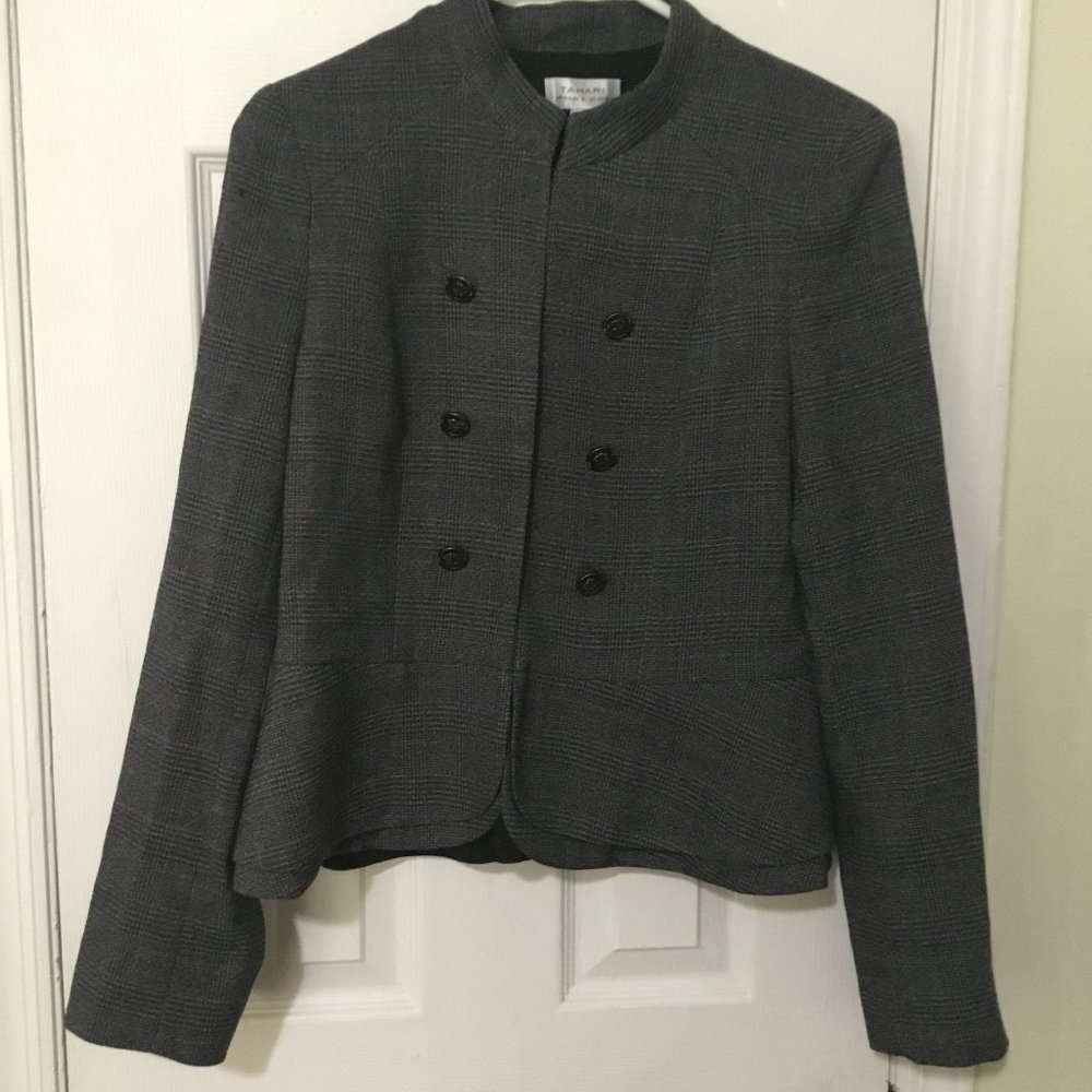 NWT Tahari ASL Women's Plaid Double Peplum Jacket Size 8